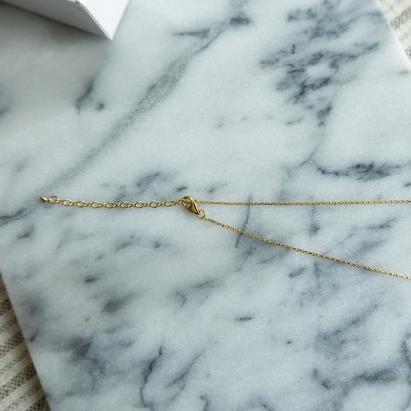 Gold CZ Crescent Moon Necklace - Picture 3 of 3